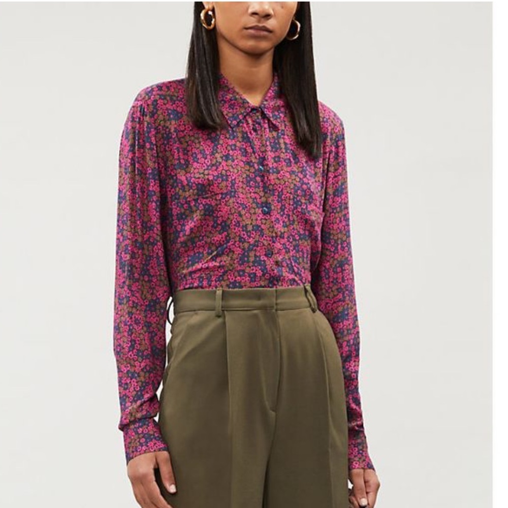 Samsoe Samsoe Milly Crepe Button Down Shirt Aop - Moonlight Flower